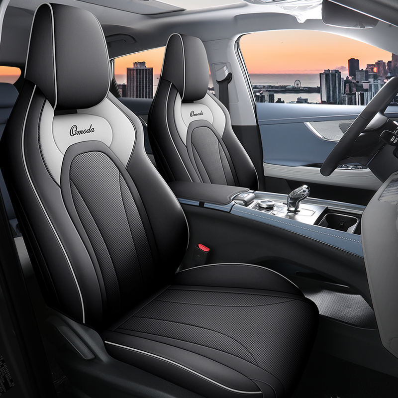 Чехлы для сидений Motoptes, подходящие для Chery Omoda 5, полный комплект для передних и задних сидений, прочные, водонепроницаемые, из качественной кожи, полностью закрывающие сиденья.