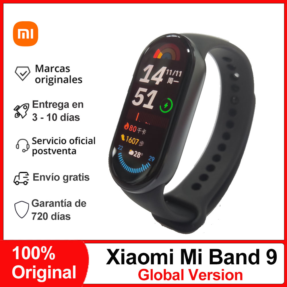 Nueva pulsera inteligente Xiaomi Mi Band 9, pantalla AMOLED de 1,62 pulgadas, monitoreo del ritmo cardíaco y oxígeno en sangre más de 150 modos deportivos, banda inteligente BT5.4