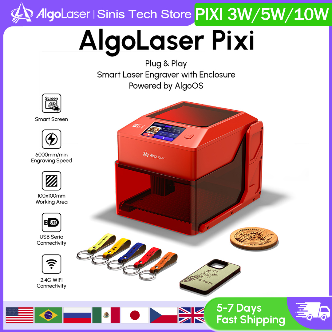 アルゴレーザー PIXI ミニ ポータブル レーザー彫刻機 3W 5W 10W DIY Bluetooth対応 ペイントドッグタグ 紙 革 木 石 ロゴ刻印