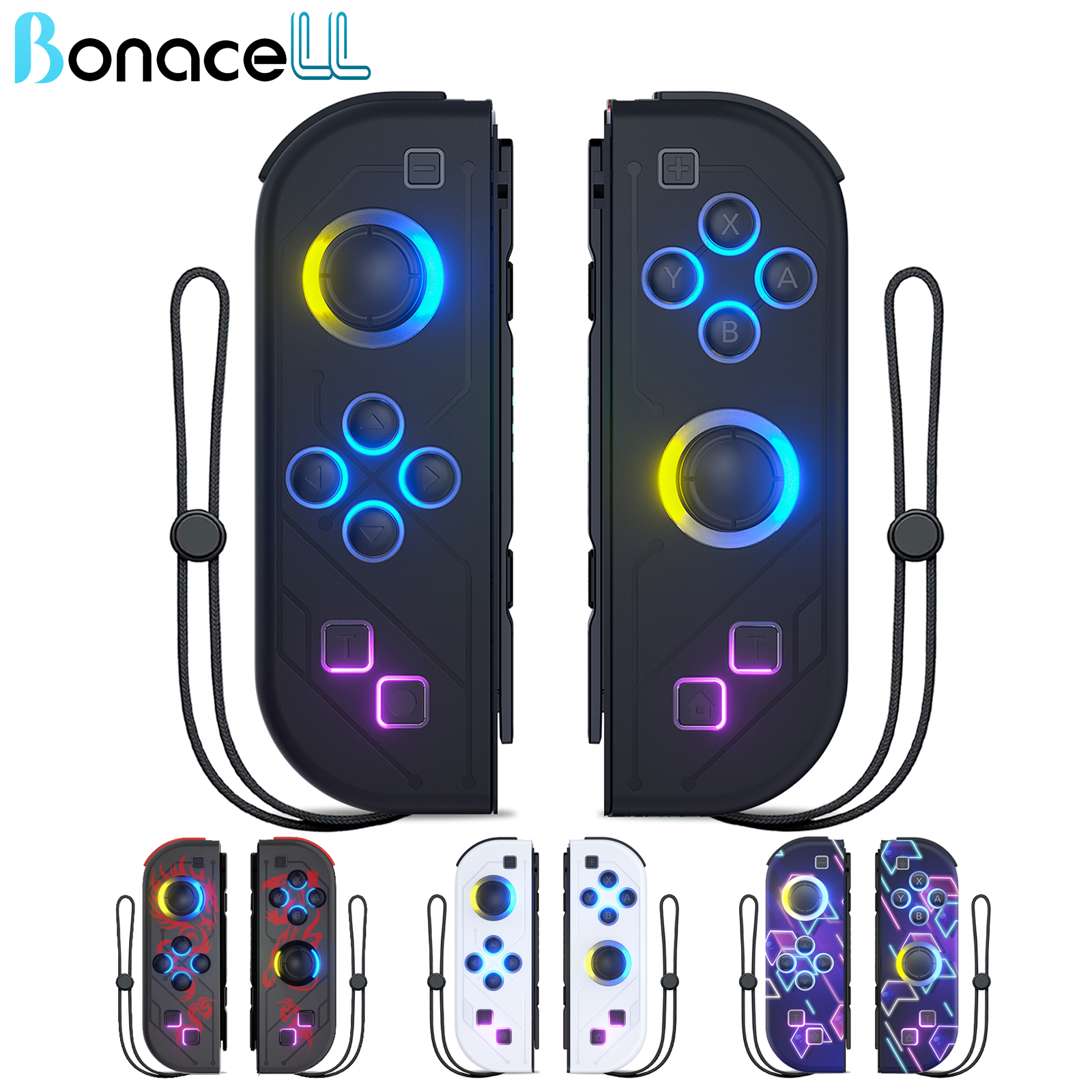 Геймпад для Nintendo Switch/OLED/Lite-джойстика RGB LED (L/R), беспроводной контроллер с двойной вибрацией Turbo для NS Joycon