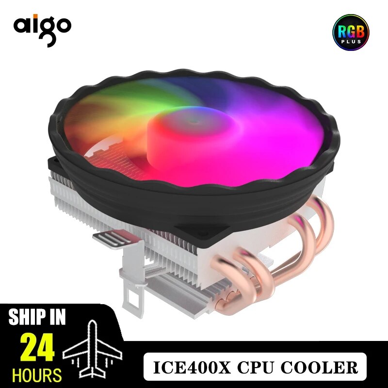 Aigo processador refrigerador de ar cpu ventilador de refrigeração rgb pwm 4 tubos de calor hielera intel lga 2011 1155 1700 x99 x79 am4 pc gamer ventilador 120mm