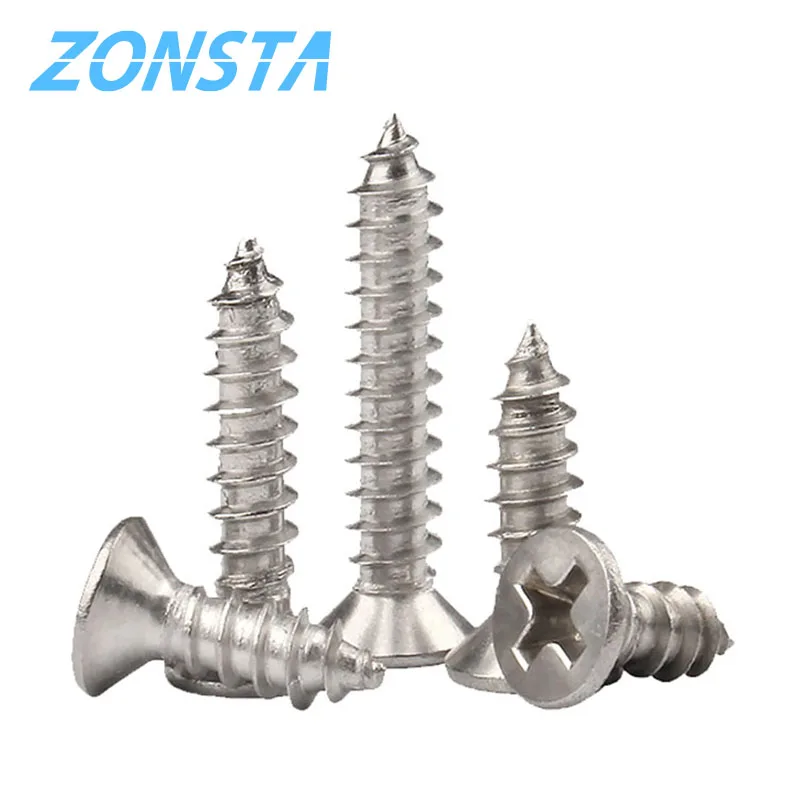 Countersunk Đầu Gõ Ốc Vít M1.2 M1.4 M1.7 M2 M2.5 M3 M3.5 M4 M5 M6 304 Chữ Thập Bằng Thép Không Gỉ Đèn Phẳng vít Gỗ