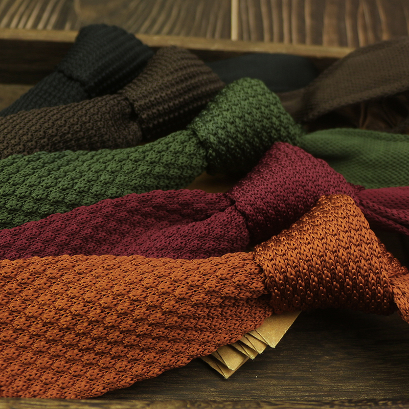 Moda cor sólida gravatas para homens mulheres casual malha pescoço gravatas 7cm largura marrom laranja gravata uso diário jk acessórios cravat
