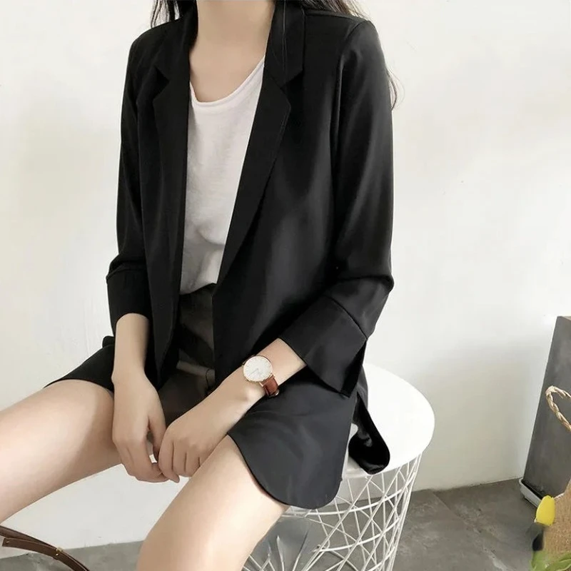 Mùa Xuân Nữ Mỏng Áo Cộc Tay Chống Nắng Nữ 2022 Nữ Mùa Hè Đen Áo Ba Phần Tư Tay OL Slim Áo Khoác Nữ Cao Cấp