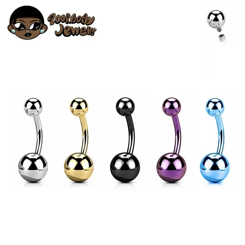 F136 Titan durchbohrter Nabelring, klassische Gothic-Taillenperle, 14 g, 14 mm Innengewinde, Bauchnabelpiercing, eloxierter Piercing-Schmuck