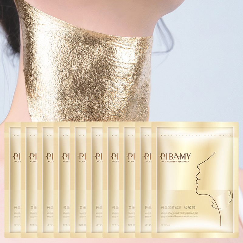 Mascarilla reafirmante dorada para el cuello, mascarilla hidratante nutritiva iluminadora para el cuidado de la piel del cuello, productos para el cuidado de la piel, 10 Uds.