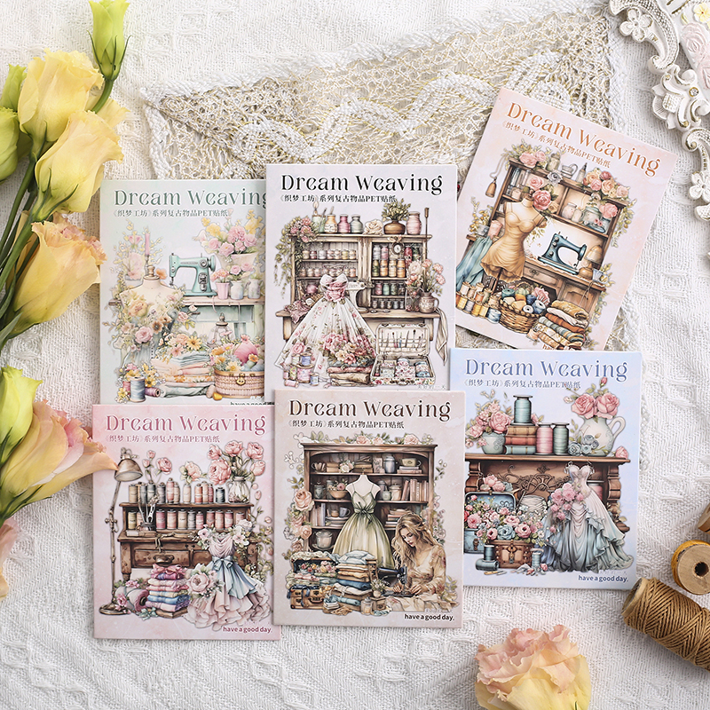 Pegatinas de artículos de costura Retro, materiales para mascotas, álbum de recortes DIY, Collage, diario de chatarra, decoración, papelería, 15 unids/lote por paquete