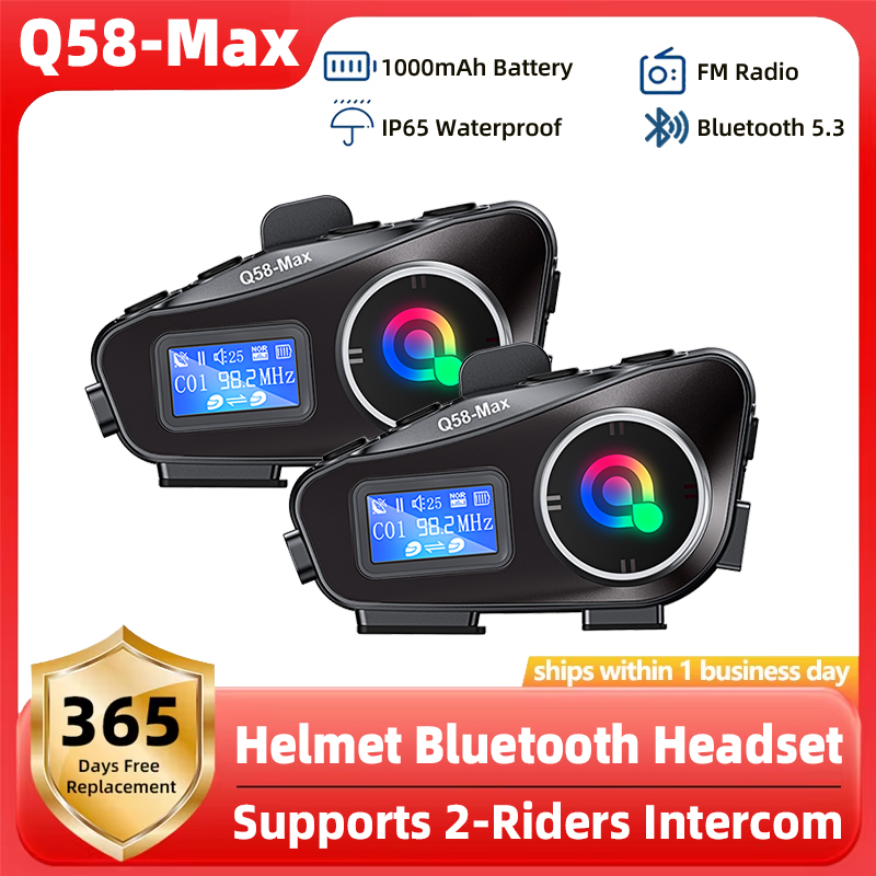 Q58 Max Kask motocyklowy Domofon Bluetooth IP65 Wodoodporny domofon Odległość 500 metrów Multi-Scene Mixed Music Sharing