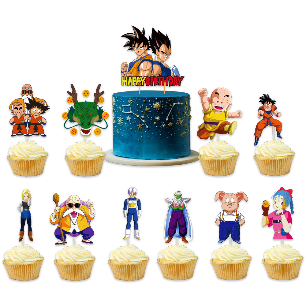 Fontes de festa de aniversário dragon ball anime balão conjuntos de toalha de mesa banner bolo inserção menino herói fãs decorações de festa de chá de bebê