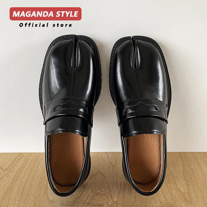 Maganda Split Teen Hoefijzerschoenen Voor Heren Dikke Zool Lefu Schoenen Tabi Schoenen Lakleer Schoenen Koreaanse Versie Trend Casual