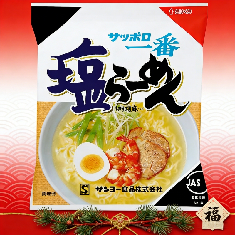 サッポロ一番味シオラーメン 100g、国内発送、包装、怠け者の必需品