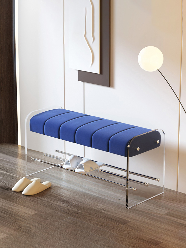 Nordic Furniture Acrylic Bench Stool Home Doorstep Transparent Shoe Changing Stools Bedroom Cloakroom Minimalist Makeup Chair