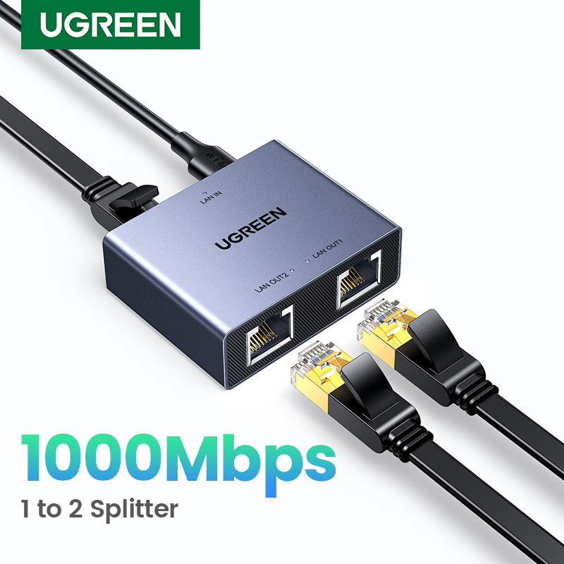 UGREEN 1000Mbps RJ45 Splitter 1 ถึง 2 Ethernet Adapter Lan Connector rj45 Splitter Switch Coupler สําหรับ PC แล็ปท็อปกล่องทีวี Router