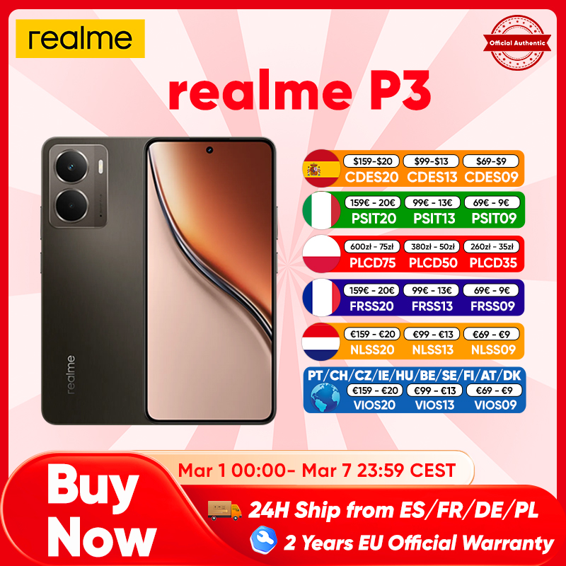 Realme p3 5g smartphone android ai snapdragon 6 gen 4 6.67 ''120hz display amoled 5260mah bateria 50mp ai câmera versão global