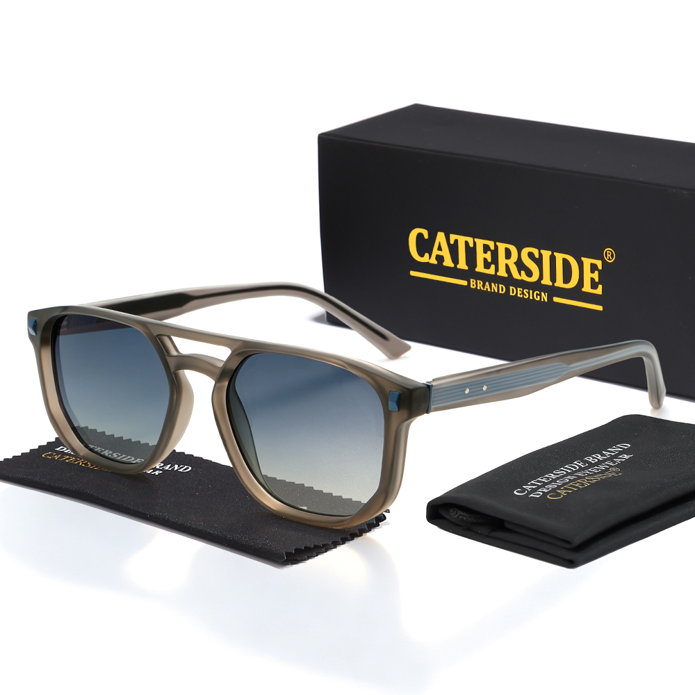 CATERSIDE Pilot Square Sunglasses Men's and Women's Flat Double Bridge Design Sun Glasses Retro Outdoor Driving Glasses UV400