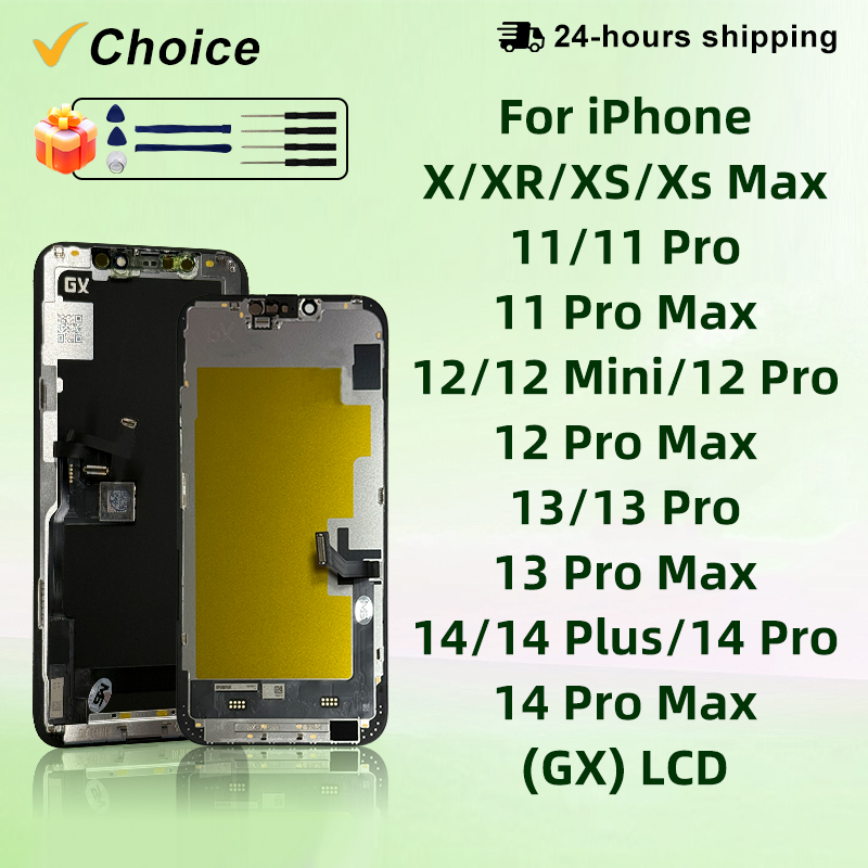 GX OLED LCD For iPhone X XS Max Display 13 Pro Max With 3D Touch Screen For iPhone 11 12 15 16 Pro Max 12 Mini LCD 14Plus Repair