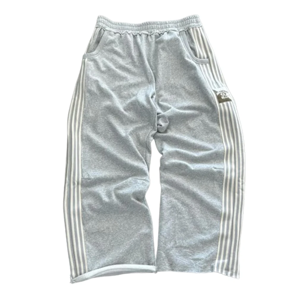 Calça de moletom larga para homens e mulheres, calça Y2K, hip hop, gótico, retrô, listras, elástico na cintura, casual, corrida, streetwear, harajuku