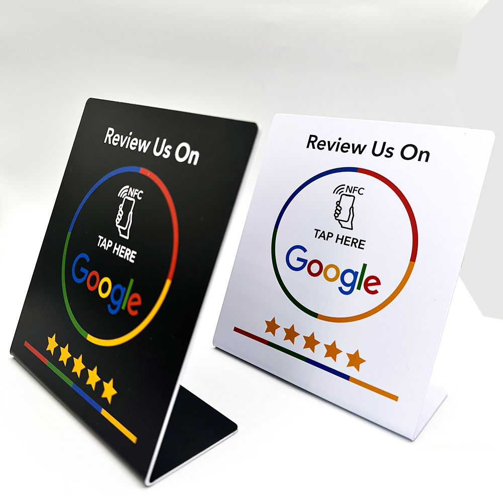 Carte d'examen Google programmable 13.56Mhz, table de station NFC, affichage des critiques de Google, carte pliante, support de marque debout