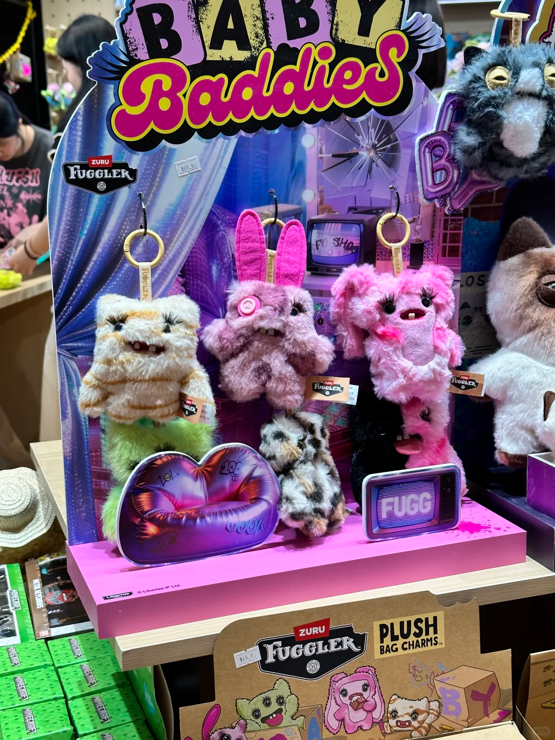 Original Fuggler Baby Baddies Colgante de Peluche para Bolso, Colección de Llaveros de Peluche de Monstruos Feos y Adorables, Colgante Suave Aleatorio, Regalo de Cumpleaños para Fans