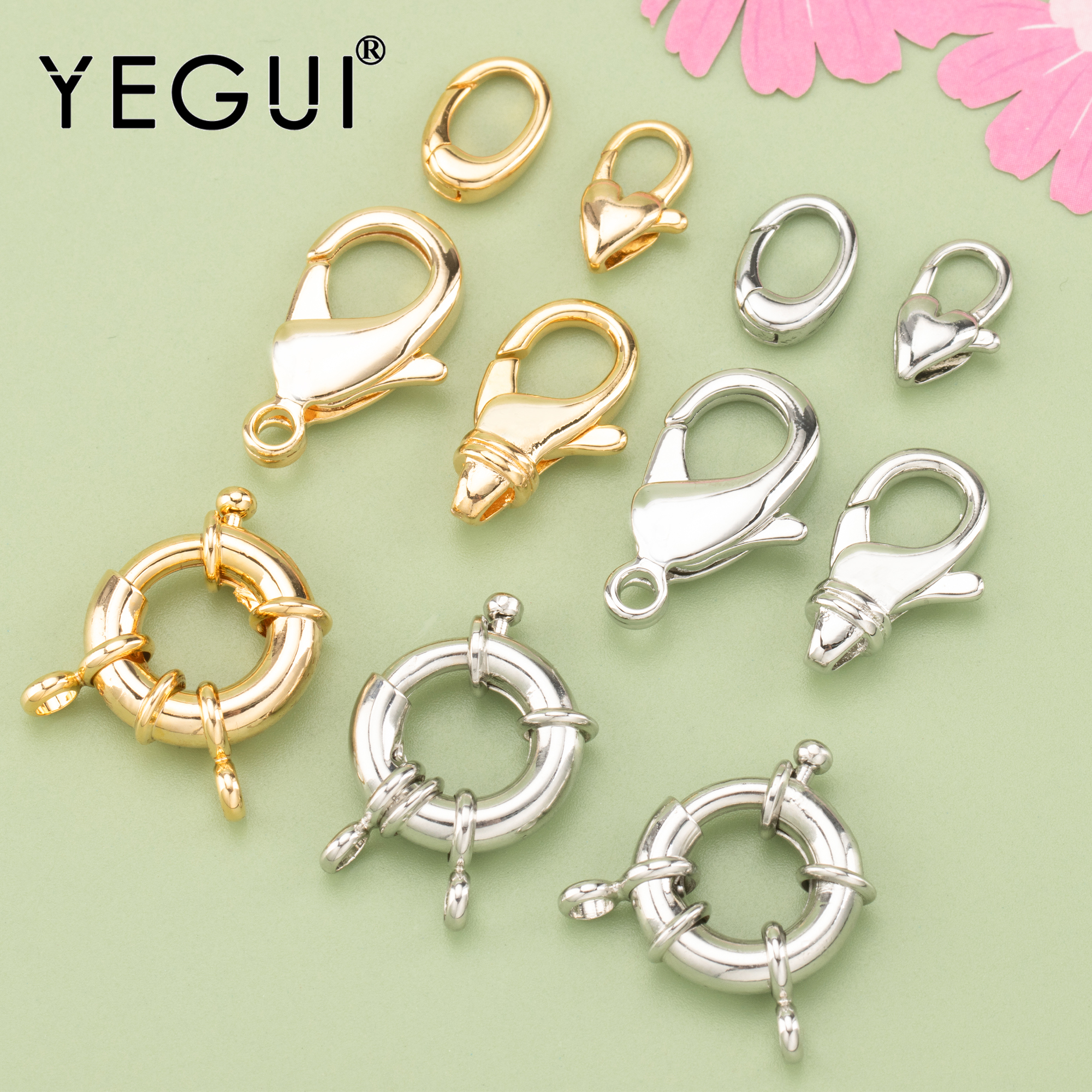 YEGUI M723, Aksesori Perhiasan, Berlapis Emas 18K, 0.3 Mikron, Berlapis Rhodium, Konektor, Kalung Rantai Diy, Pembuatan Perhiasan, 10 Buah/Lot