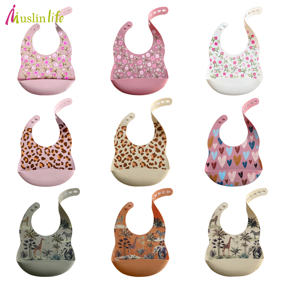 Moda dos desenhos animados impresso à prova dwaterproof água macio babadores de silicone do bebê recém-nascido ajustável crianças burp pano alimentação coisas do bebê