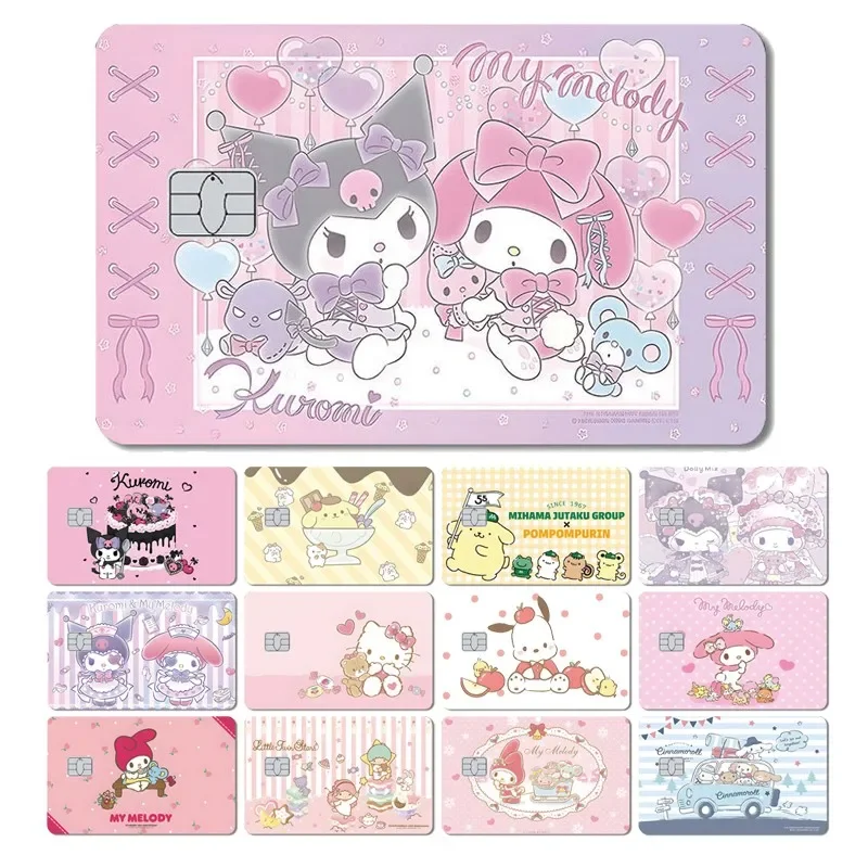 Cute Pink Pet Cartoon Anime Matte Front Creidt Card Debit Bus Card Skin Film Naklejka na mały duży chip bez chipa