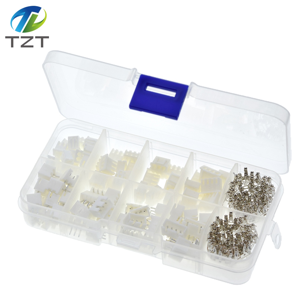 TZT 250 stks 50 Sets/doos kit 2.54mm XH2.54 2 p 3 p 4 pin Connector plug + Rechte Naald + Terminal-Block Socket Header Draad Adapter