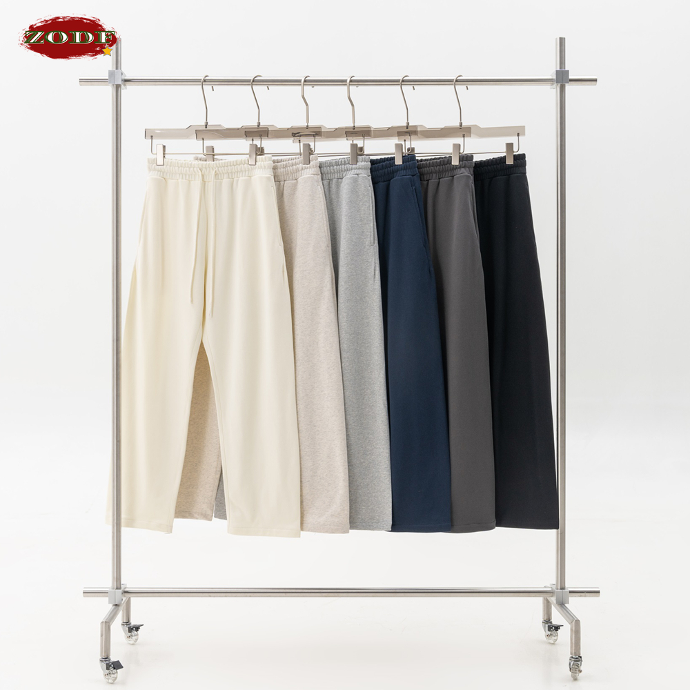 Zodf Trendy Herfst Heren 360gsm Effen Rechte Broek Unisex Basic Losse Badstof Joggingbroek Broek Hy0950