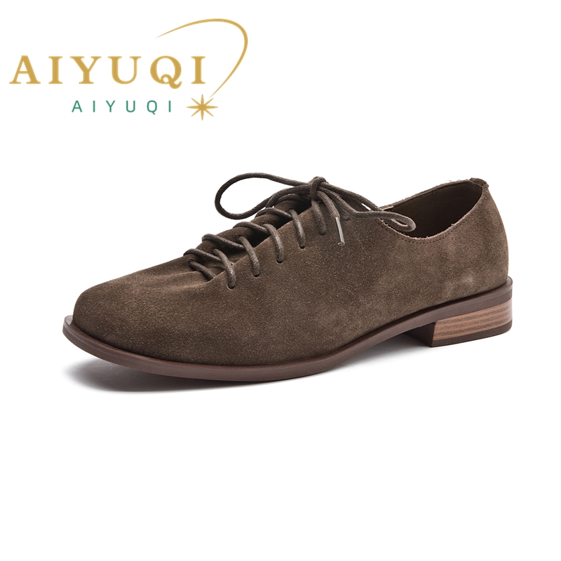 AIYUQI Frauen Müßiggänger Schuhe Aus Echtem Leder Dicken Absätzen Student Schuhe Weibliche Spitze Up Britischen Stil Dame Oxford Schuhe Schuhe
