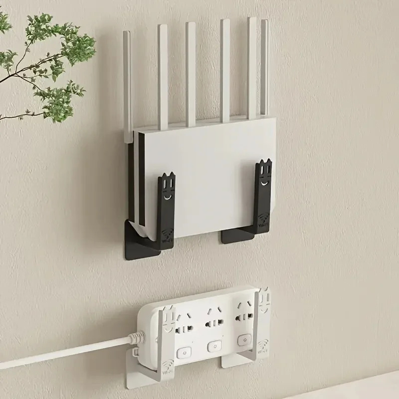 Estante de almacenamiento para enrutador doméstico, caja de almacenamiento montada en la pared, soporte para enchufe, soporte sin perforaciones