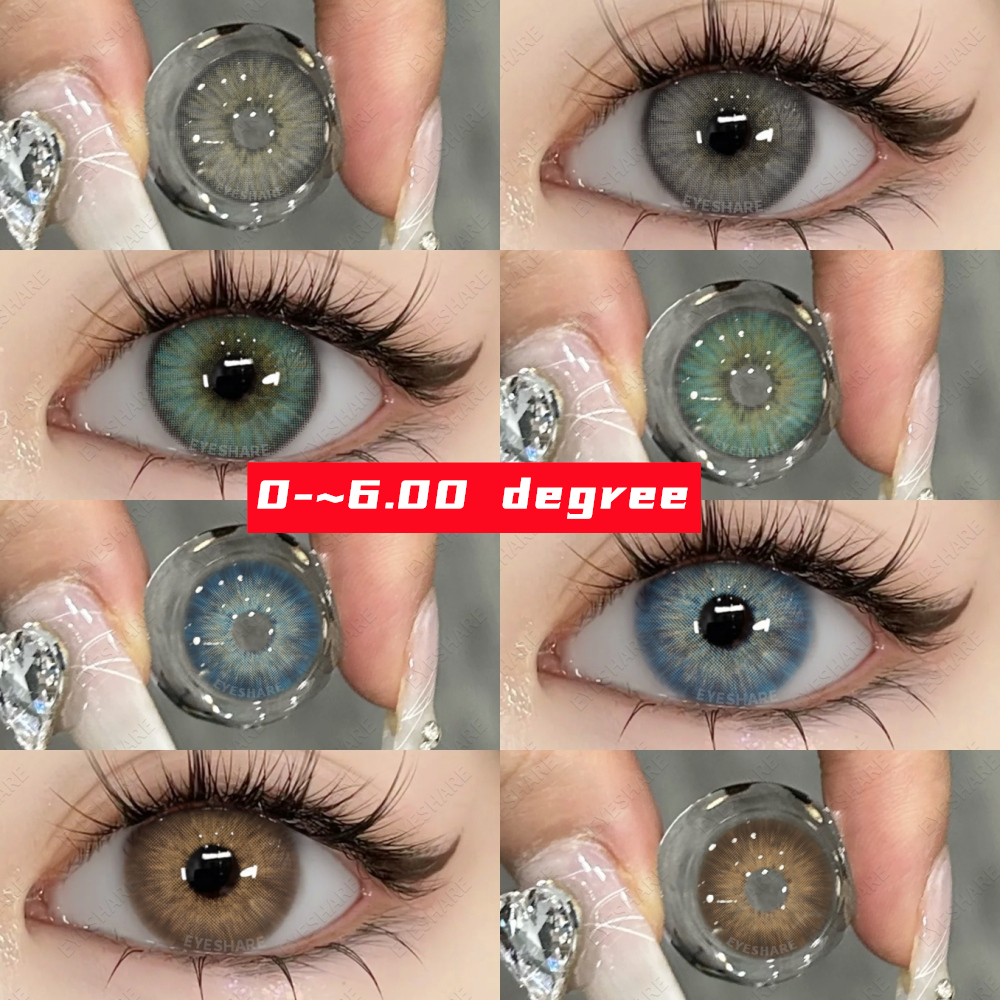 EYESHARE Lentilles de contact colorées avec prescription myopie lentilles bleues avec degré gris élèves lentilles marron lentilles mode annuelle