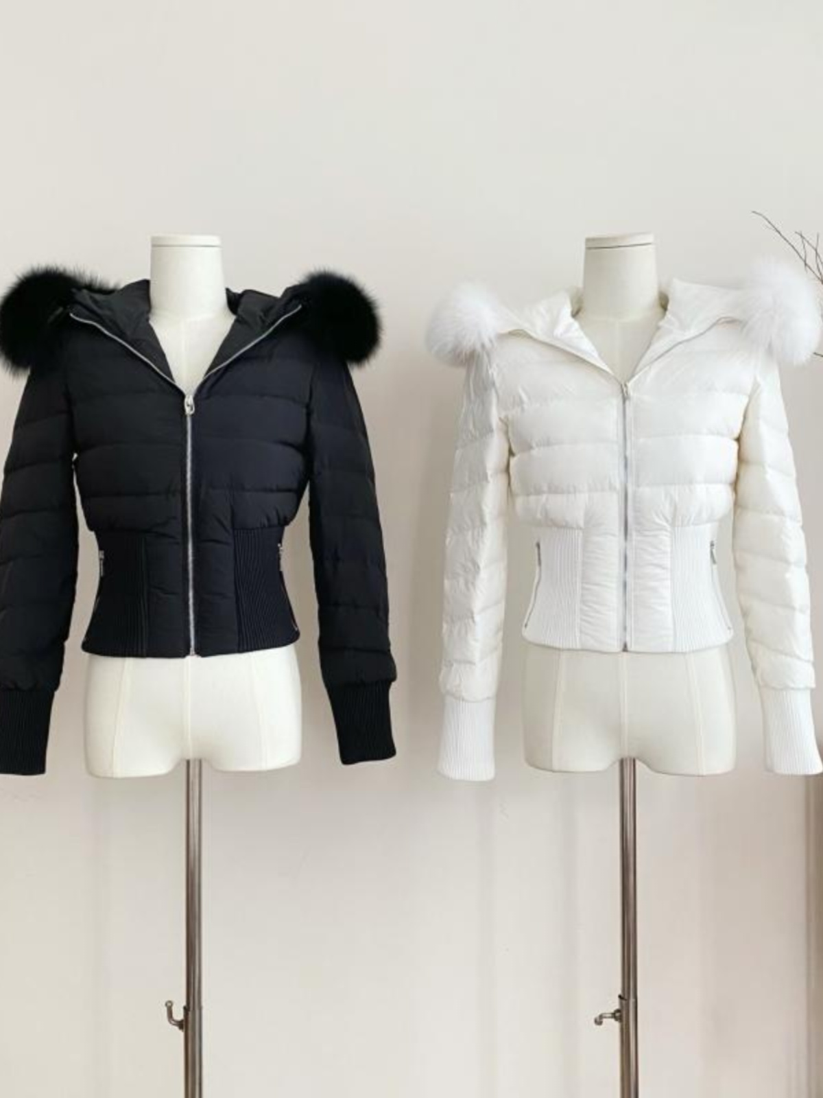 Damen Wintwe Warm White Duck Daunenmantel Lady Streetwear Kunstfuchsfell Kapuze Langarm Slim Warm halten Daunenjacke