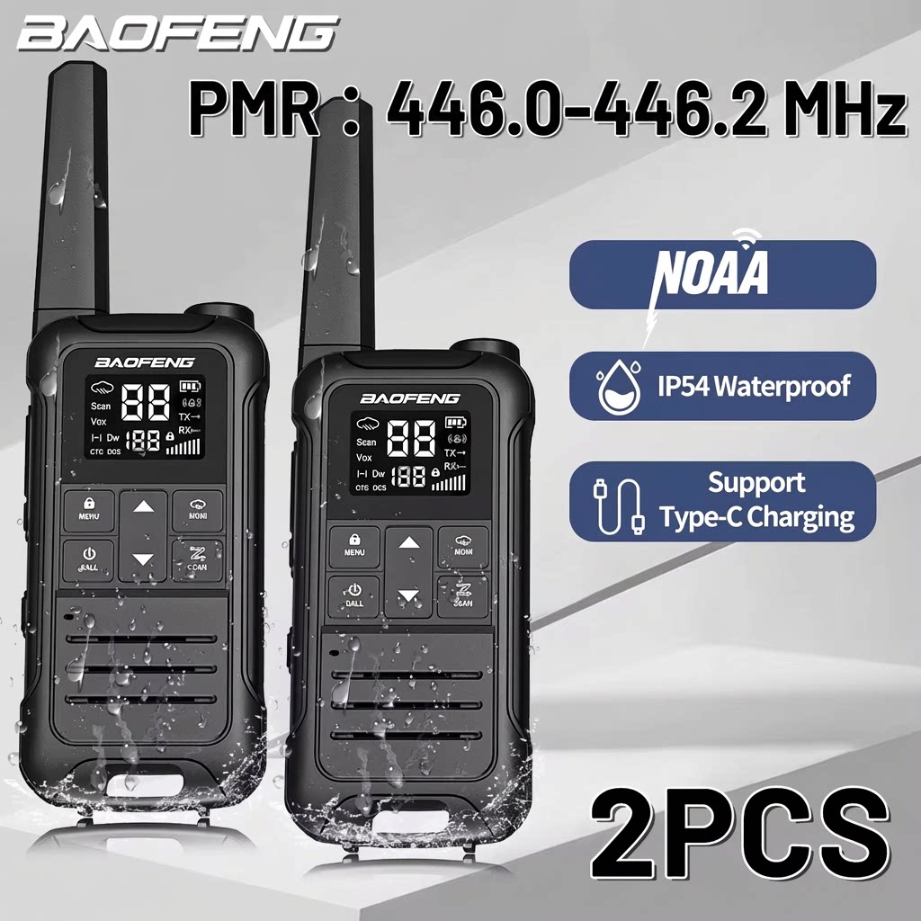 2PCS Baofeng F22 PMR 446MHz 미니 워키 토키 방수 Type-C 라이센스가 필요 없는 NOAA 손전등 사냥용 휴대용 양방향 라디오