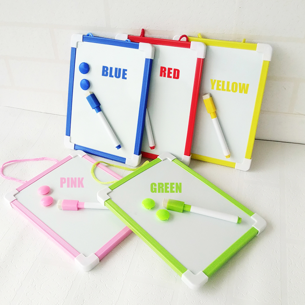 Tableau blanc magnétique pour enfants, petit tableau effaçable avec stylo, 5 couleurs, cadre, mini dessin, 20.5x15.6cm