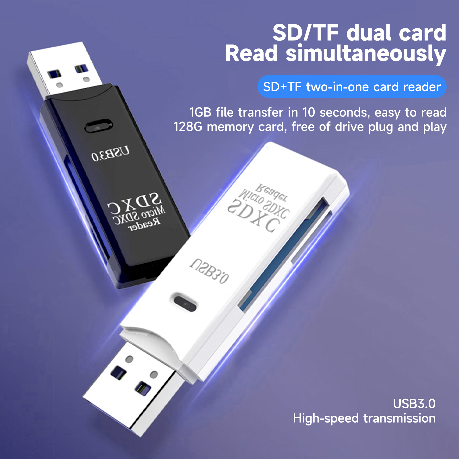 2-in-1 USB 3.0 Kartenleser Micro TF SD-Kartenleser USB-Adapter Hochgeschwindigkeits-Kartenleser TF-Speicherkarte für PC Laptop Zubehör