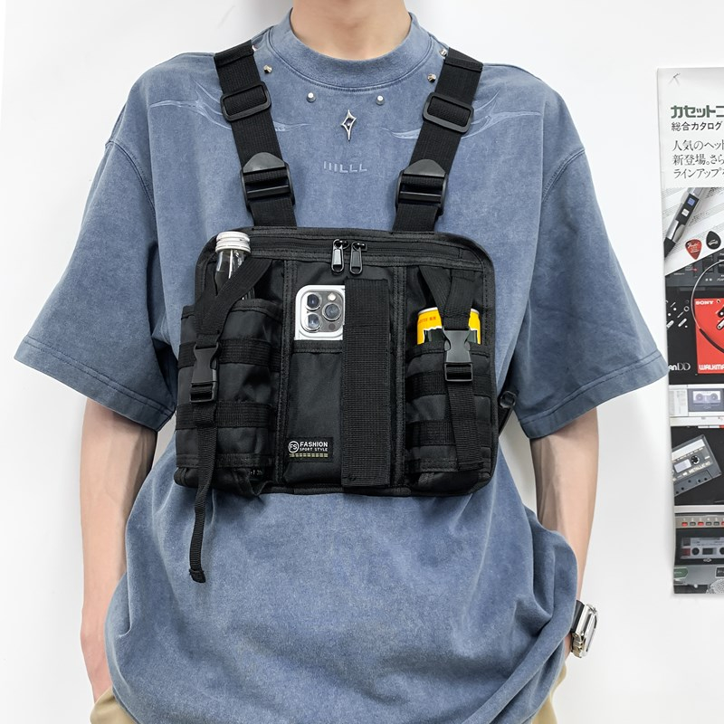 Bolsa tática de peito hip hop streetwear colete unissex pacote de peito ajustável sacos pretorácicos homem esporte ao ar livre colete mochila