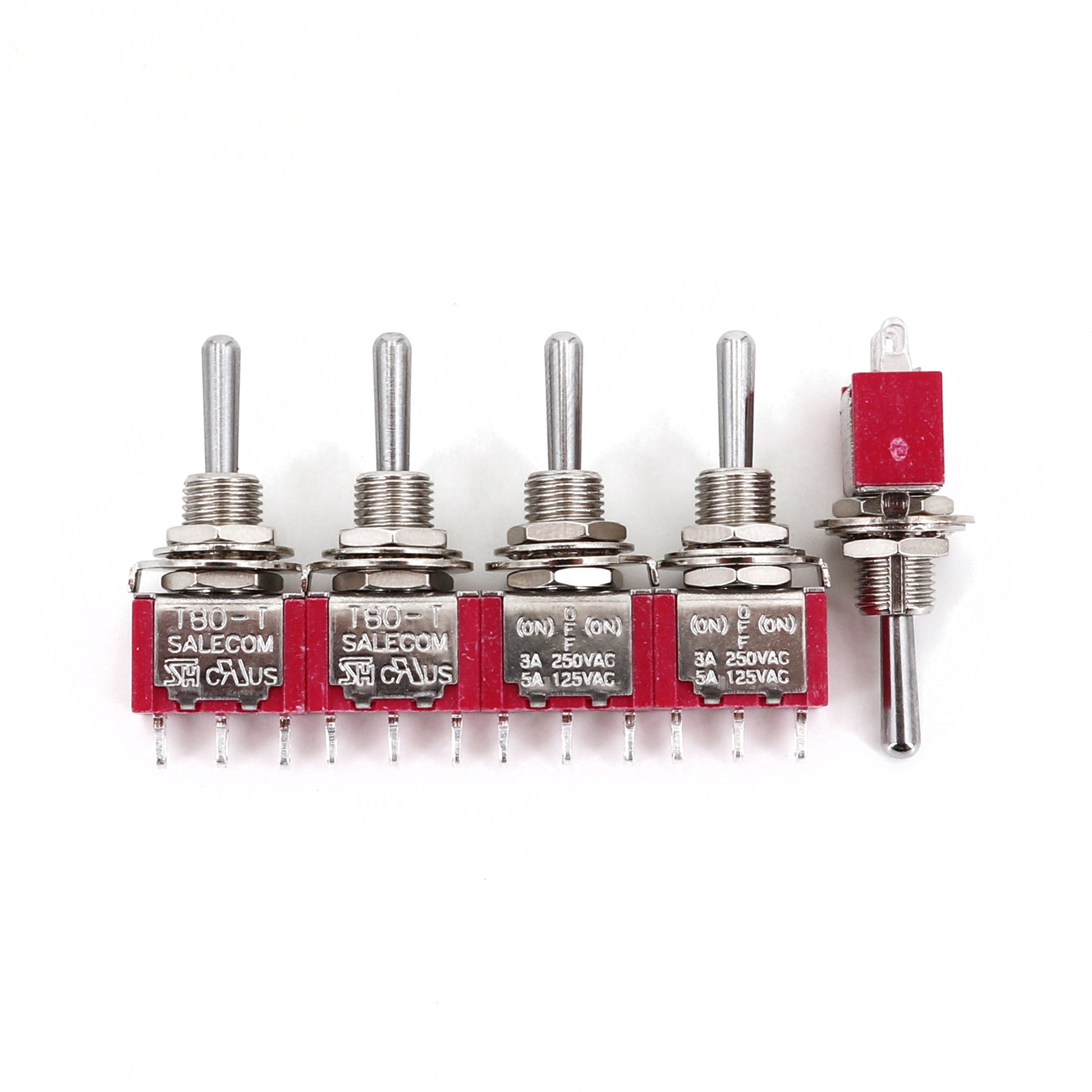 5 sztuk SH T80-T T8014A standardowy uchwyt 3Pin chwilowy MOM-OFF-MOM Reset 6.35mm do montażu panelowego Mini przełącznik dwupozycyjny