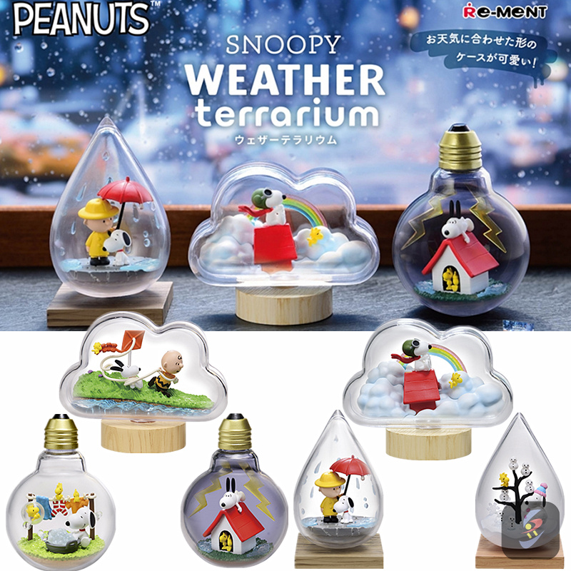 RE-MENT Snoopy Scene Flasche Wetterflasche Miniatur Spike Andy Blind Box Spielzeug Anime Figuren Sammeln Sie Ornamente