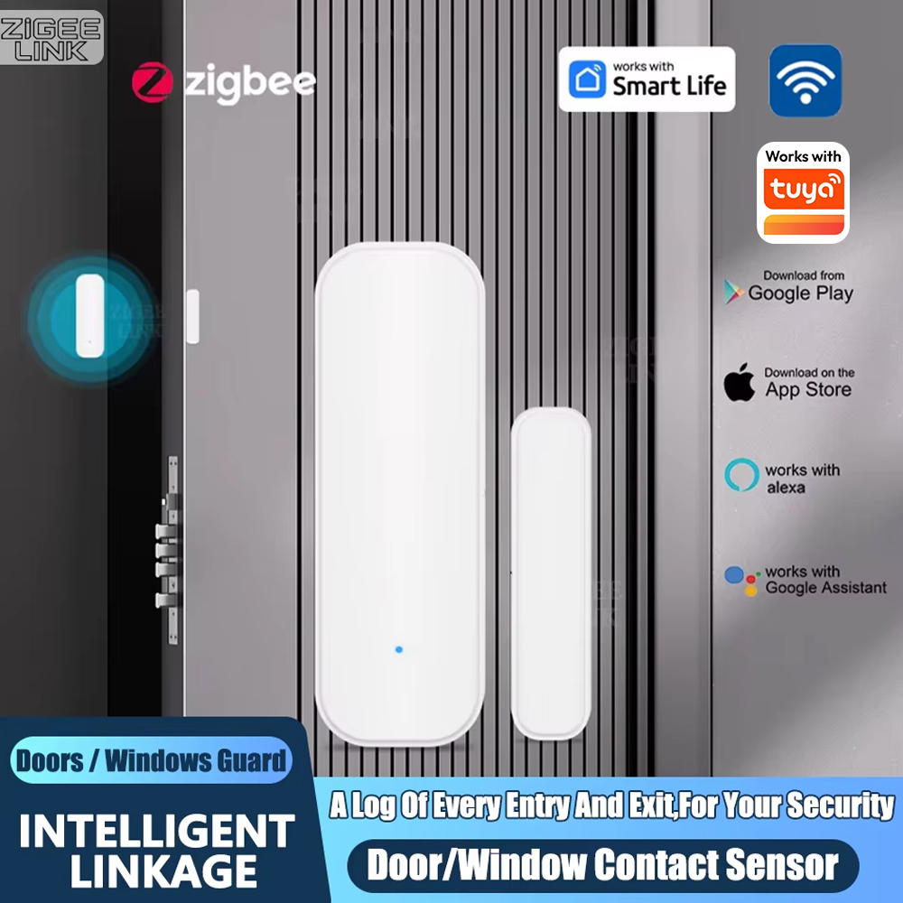 Sensor de puerta y ventana ZigBee, detector de alarma magnético inalámbrico, seguridad del hogar, antirrobo, Control por aplicación, funciona con Tuya Alexa Google