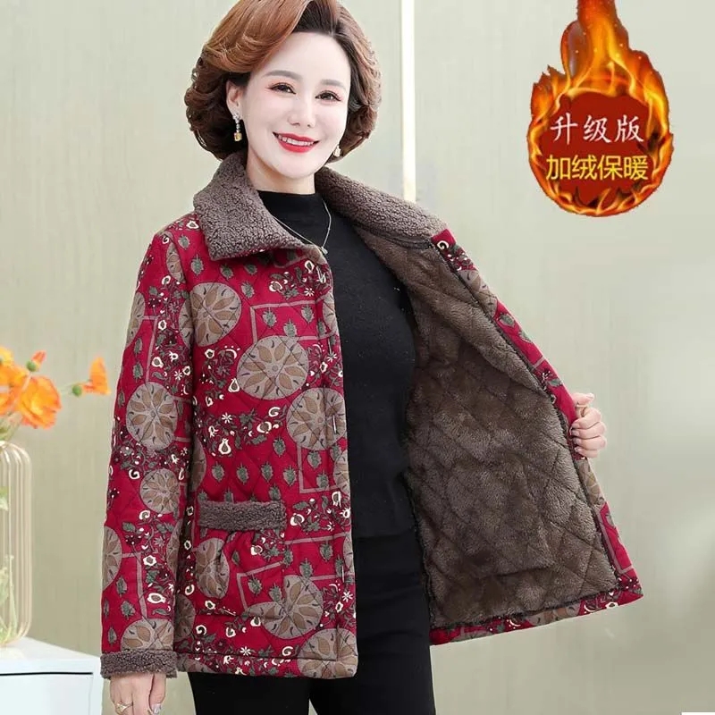 Ropa de algodón de talla grande para madre, abrigo acolchado grueso y cálido de felpa, Parkas informales para madre de mediana edad, chaqueta para abuela y ancianos, 6XL