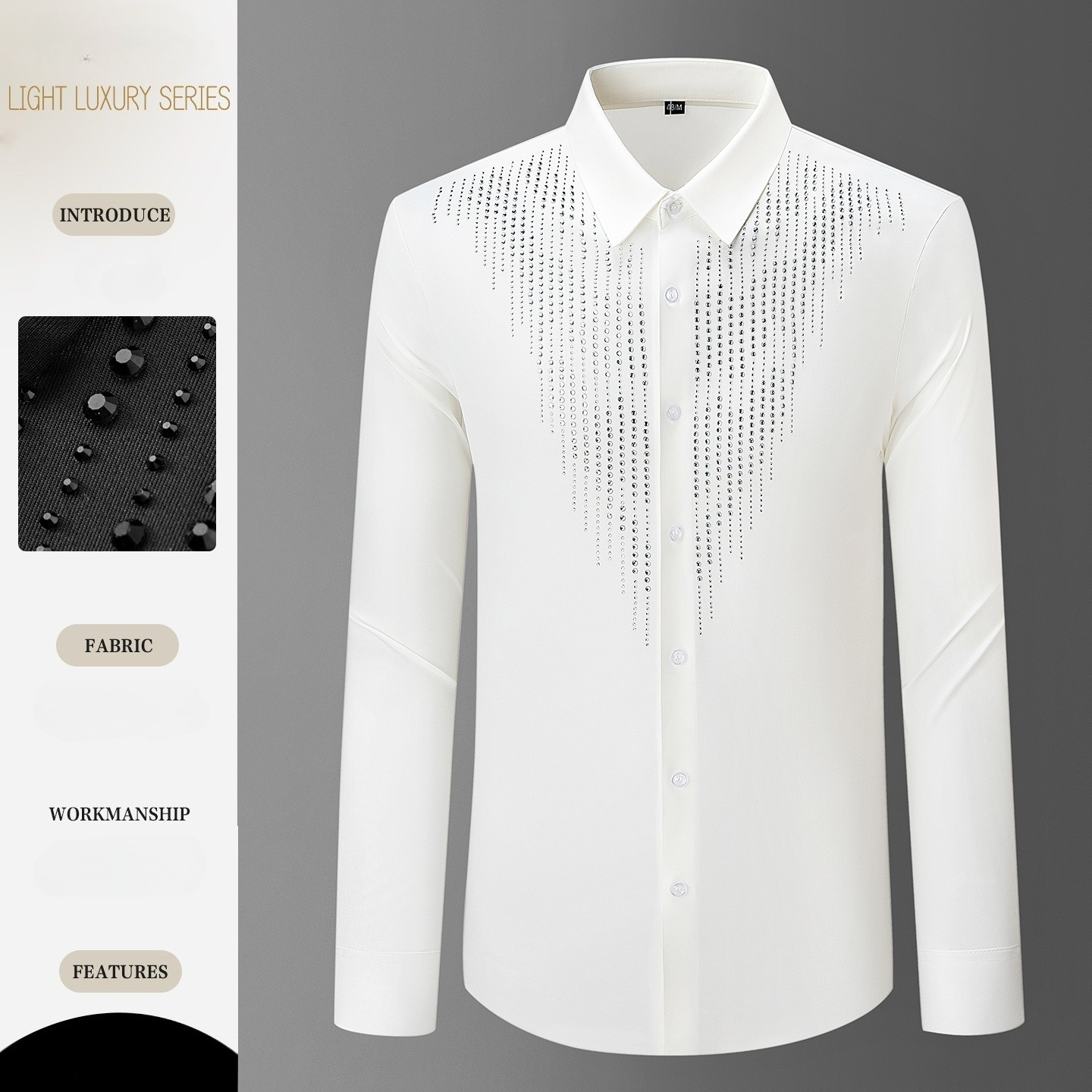 Camicia a maniche lunghe con strass di lusso per uomo Camicia per banchetti sociali Camicia per abiti da festa Ufficio aziendale Costumi per spettacoli teatrali M-5XL