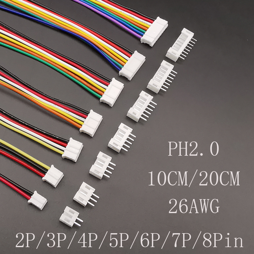 5 компл. Mini Micro JST PH 2,0 мм Штекерный разъем 2/3/4/5/6/7/8 Pin 26AWG провод с клеммной кабельной розеткой