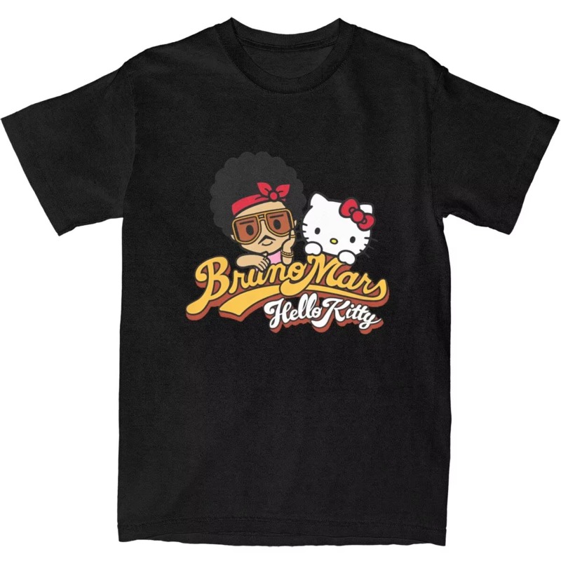 Haikyuu Bruno Mars Hello Kitty T-Shirt Baumwoll-T-Shirt Damenmode-T-Shirt Retro Y2K-Design Rundhals-Kurzarm-T-Shirt