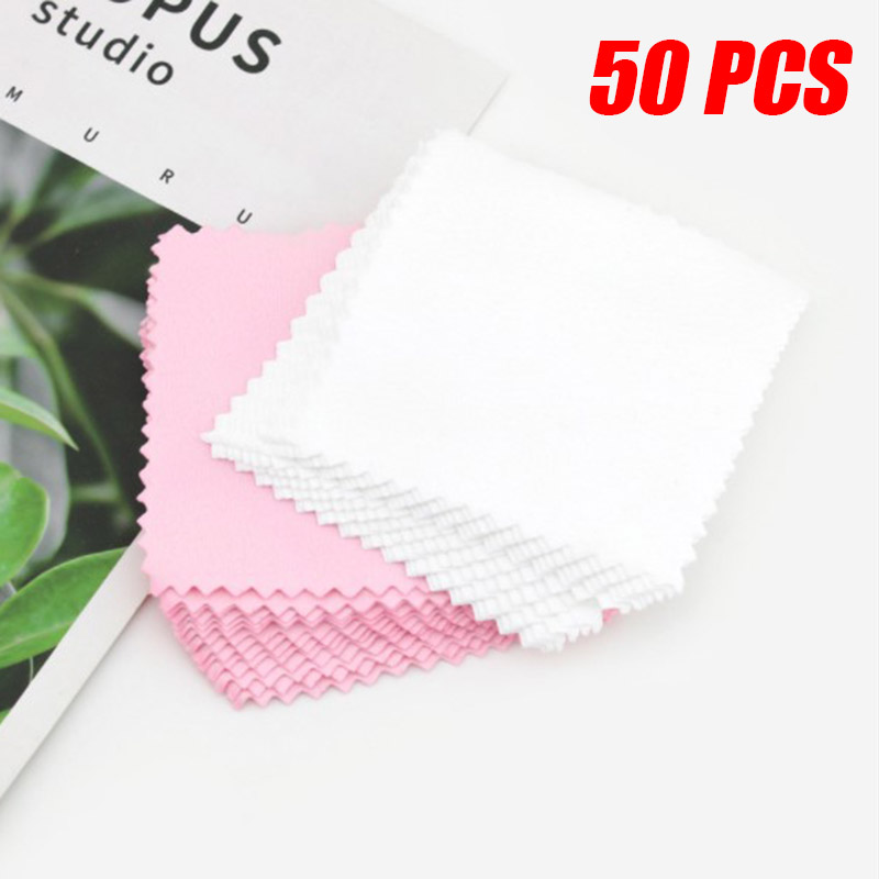 50ชิ้นผ้าขัดสีเงินทำความสะอาดเครื่องประดับผ้าทำความสะอาดเครื่องมือป้องกันการเสื่อมเสีย