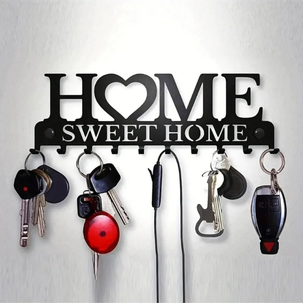 Stylowy 1-częściowy uchwyt na klucze Sweet Home do montażu na ścianie: Utrzymuj swoje klucze w porządku dzięki temu kreatywnemu wieszakowi ściennemu na klucze do drzwi wejściowych