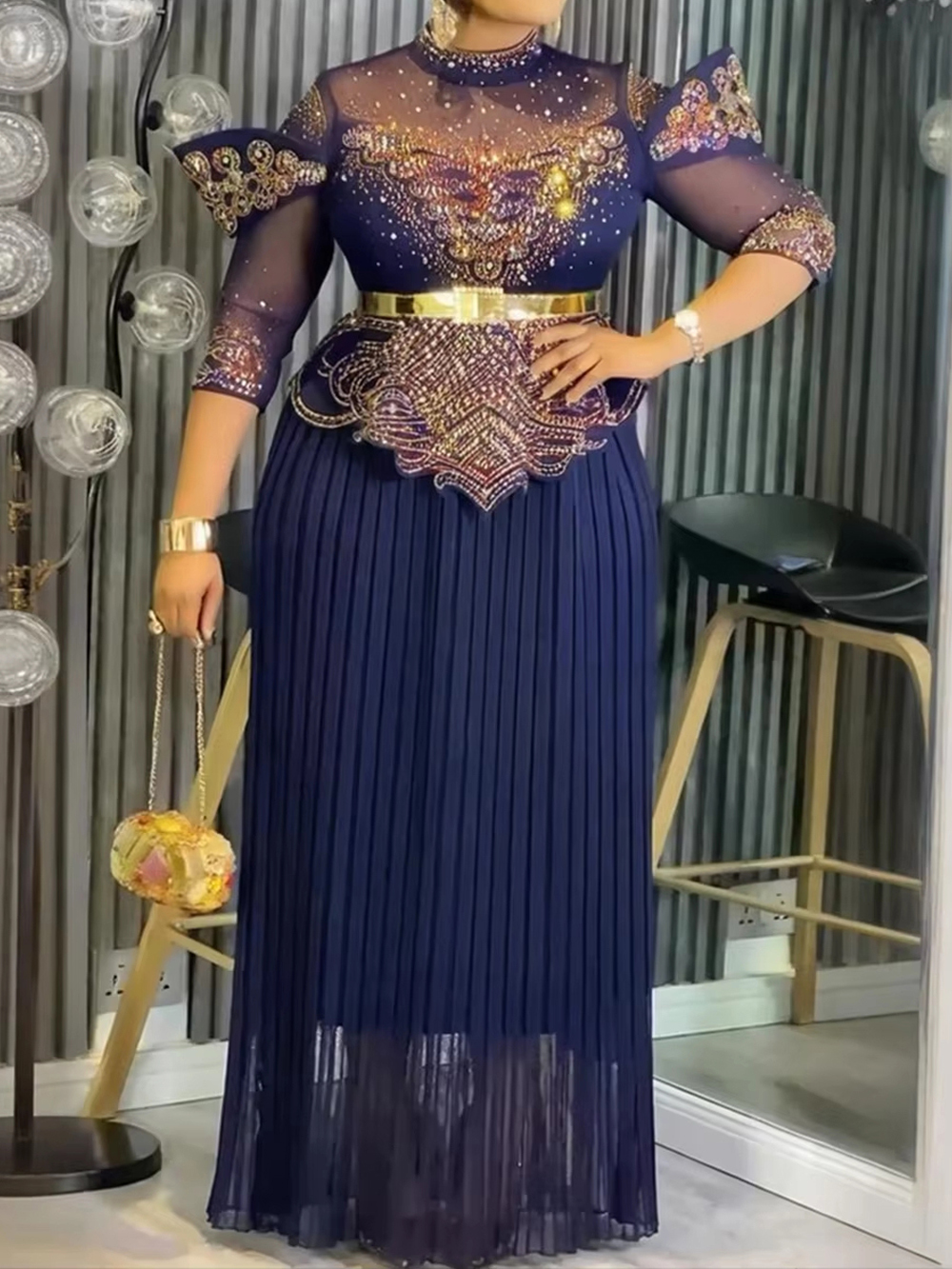 Elegante Frauen Party Lange Kleider Diamant Plissee Kleid Hochzeit Geburtstag Prom Abendkleider Türkei Afrikanische Kleidung Dubai Kaftane