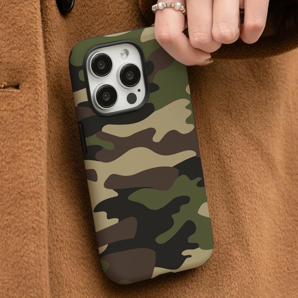 Coque de téléphone militaire Camouflage, étui rigide HD brillant pour IPhone 16Promax 16 15 14 13 12 11 Pro Max Plus