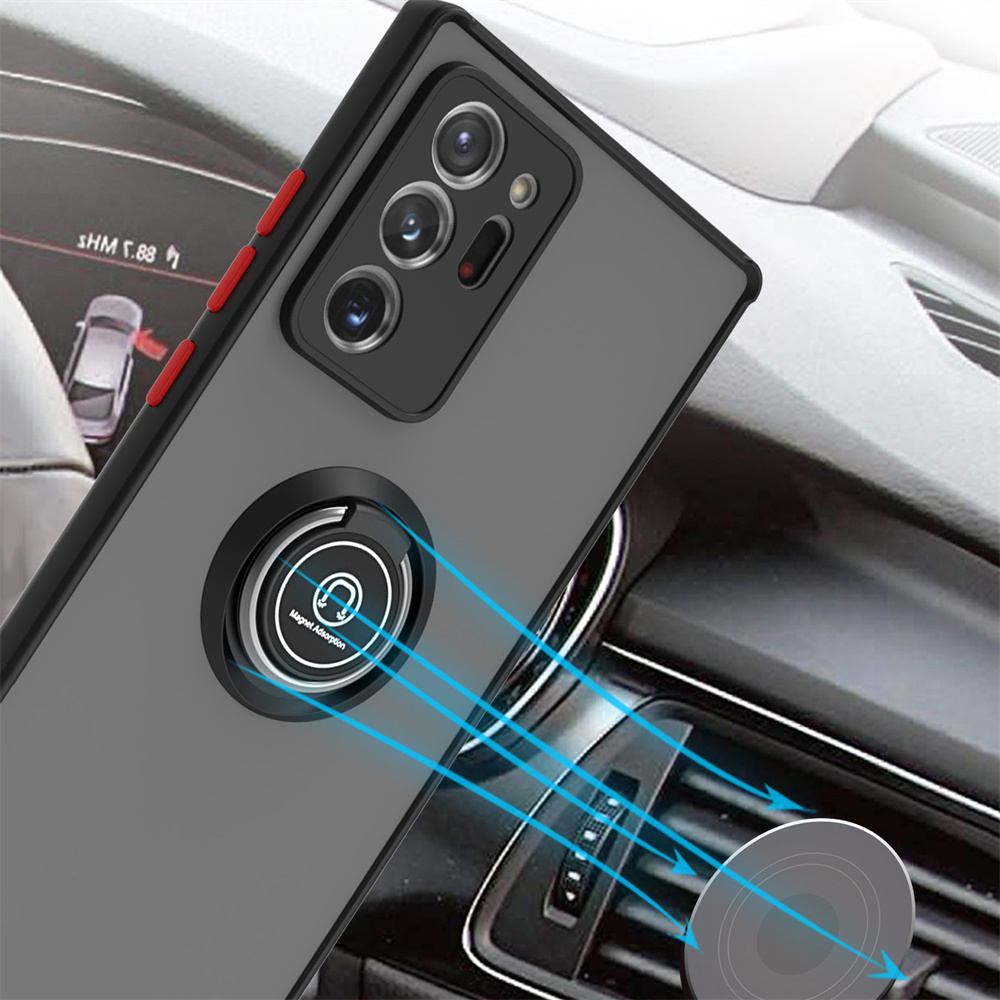 Magnetische Hülle für Samsung Galaxy S8 S9 S10 S10 Plus Note 8 9 10 20 Plus Ultra Cover Matte Ringhalterung Standhülle