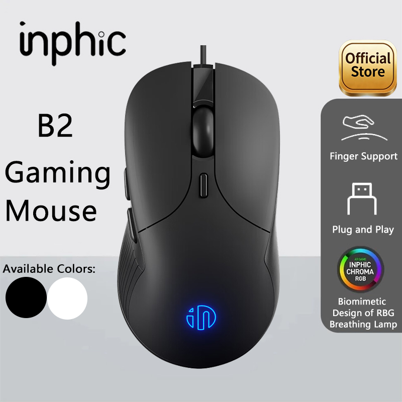 INPHIC B2 USB-bedrade muis Stille kantoorgamingmuis voor pc en laptops