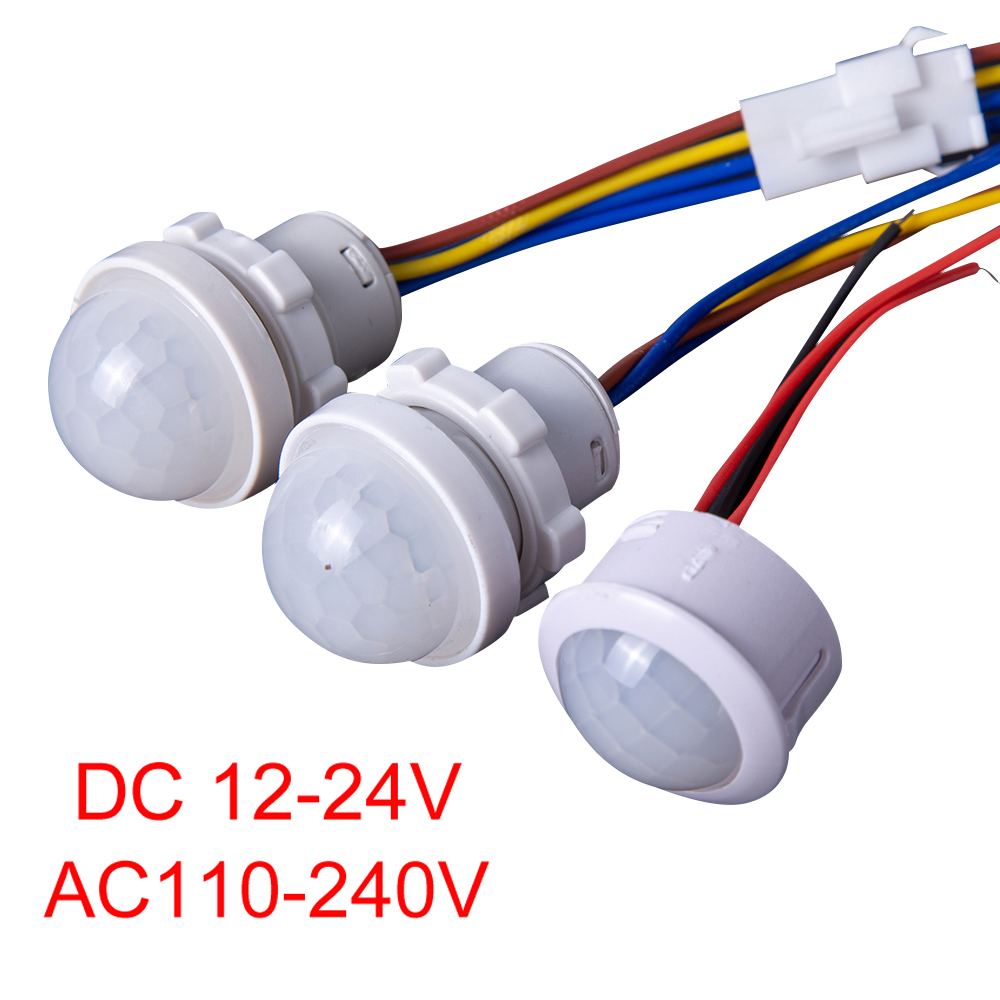 AC110-240V interruptor de luz con Sensor automático LED PIR Sensor de movimiento por infrarrojos detección Mini LED luz nocturna sensible interior al aire libre